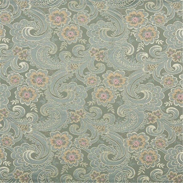 Designer Fabrics 54 in. Wide Gold- Pink And Blue- Paisley Floral Brocade Upholstery Fabric D122 - main